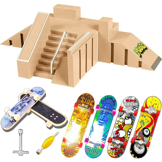 Aestheticism Fingerboard Skatepark 5 Piece Skatepark Kit Te Da Finger Skateboard Ultimate Park Slope Parts for Training Props (5 Pieces)