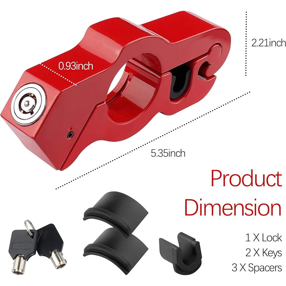 Salior Motorcycle Throttle Lock with 2 Keys Heavy Duty Motorcycle Lock Anti-Theft Motorcycle Handlebar Lock Universal Motorcycle Accessories Throttle Lock for Scooter Sport Bike ATV (Red)