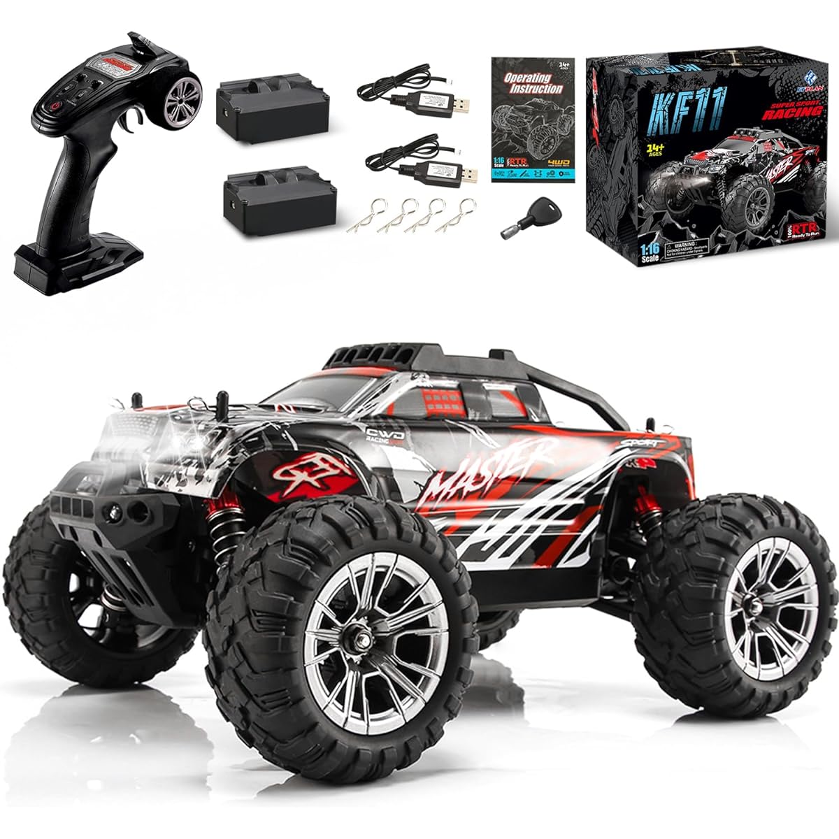 FUUY Remote Control Car 1:16 High Speed RC Car for Adults 42KM/H High Speed 4WD RC Car with 2 Batteries Off-Road Waterproof RC Truck for Adults Youth Ages 14+ All Terrain Hobby Toy Car