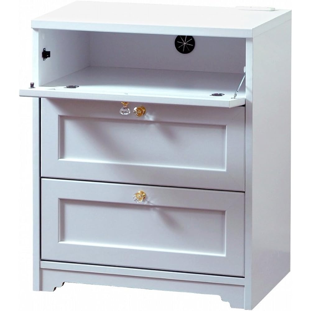 Sato Sangyo ANRI Middle Board Width 58cm Depth 40cm Height 70cm White 2 Drawers with Outlet Cord Hole Selectable Handle AN70-60MB WH