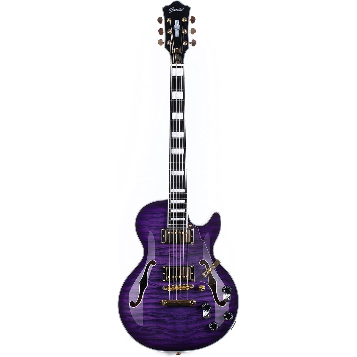 Grote LPF-001 Semi-Hollow Body Electric Guitar Coil Splitting with Gig Bag (Purple)