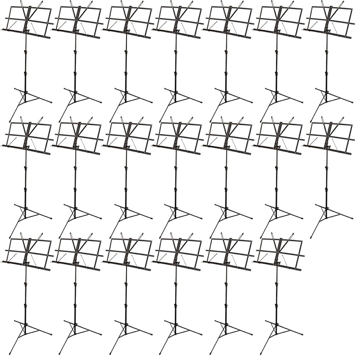 KC Kyoritz Music Stand Lightweight Steel Foldable MS-200J/BK Black x 20 Piece Set (Soft Case Included)