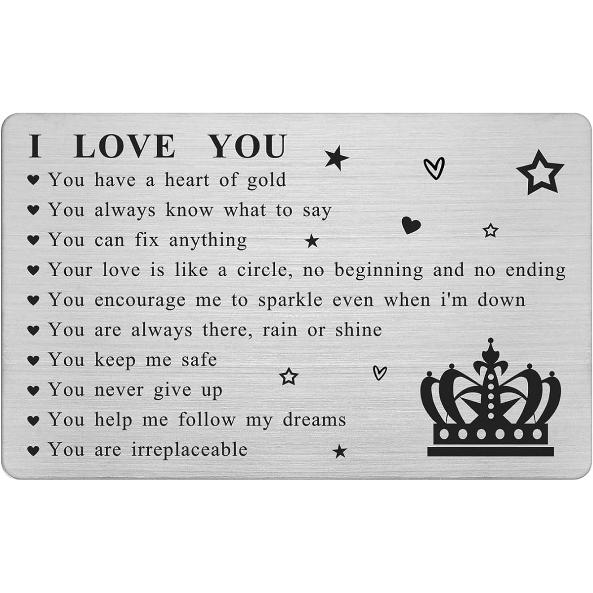 SOUSYOKYO 10 Reasons Why I Love You Note Card I Love You Card Express Your Love for Him Personalized Keepsake Gift for Men Boyfriend Husband Stainless Steel Anniversary Birthday Gift Christmas