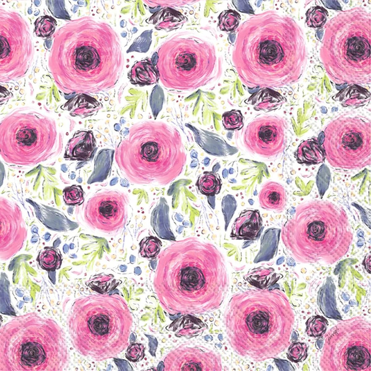 Boston International IHR 3-ply Paper Napkins, Lunch Size, 20 Pieces, Floral