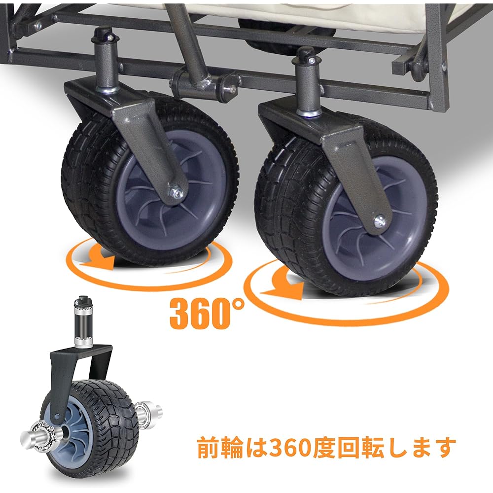 TMZ Outdoor Carry Cart, Foldable Outdoor Wagon with Roof, Large Capacity, Load Capacity 120kg, No Assembly Required, Wild Multi-Carry (Cream Color)