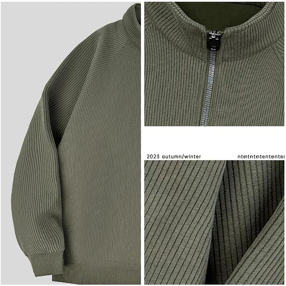 [XINYIJ] Men's Sweatshirt, Half Zip, Long Sleeve T-Shirt, Men's, Stylish, Loose, Cotton, Plain Sweatshirt, Men's, Large Size, Spring, Summer