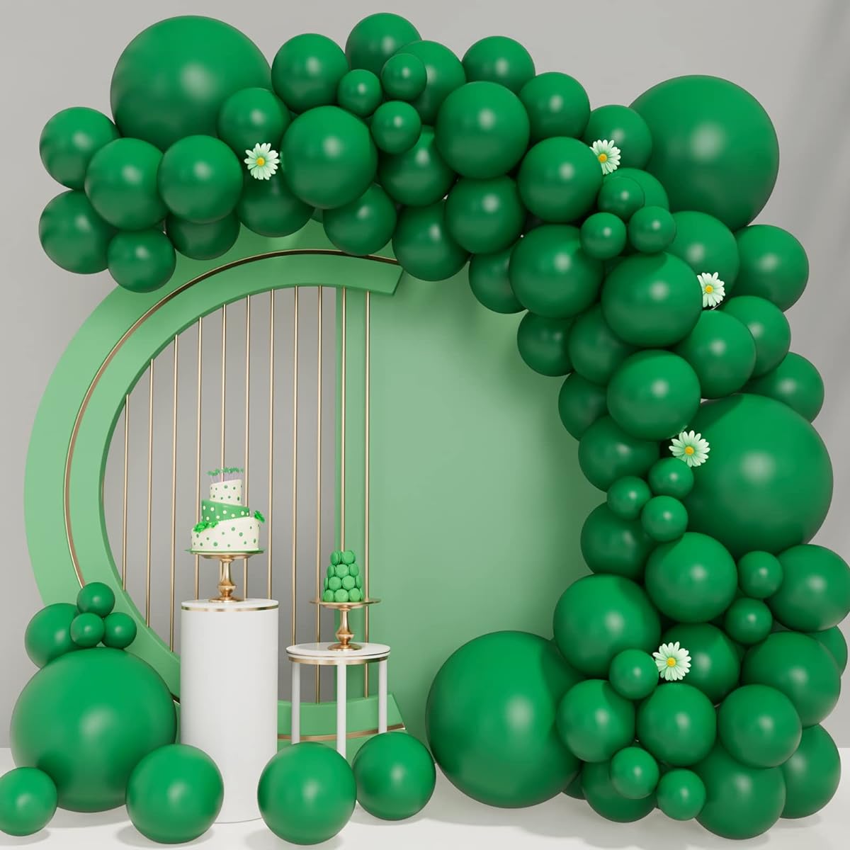 Dark Green Balloons, 100pcs Dark Green Balloons Garland Arch Kit 5/10/12/18inch Different Size Dark Green Matte Latex Balloons for Baby Shower Birthday Jungle Safari Party Decorations Christmas Balloons