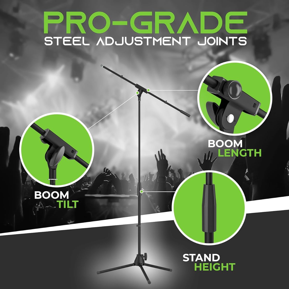 GearIt Microphone Stand with Adjustable Boom and Tripod Base