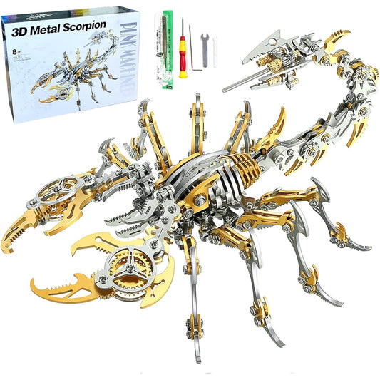 3D Puzzle for Adults Steampunk Scorpion Insect Model Toy Metal Puzzle DIY Handmade Miniature Kit Stainless Steel Craft Kit Educational Toy Christmas/Birthday Gift (Scorpion-Gold)