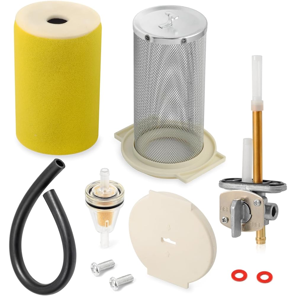 Air Filter & Guide & End Cap Kit Fuel Valve Petcock for Yamaha Big Bear 350 2WD 4WD 1987-1999 Kodiak 400 YFM400FW 1993-1999 1YW-14458-01-00 2HR-24500-02-00