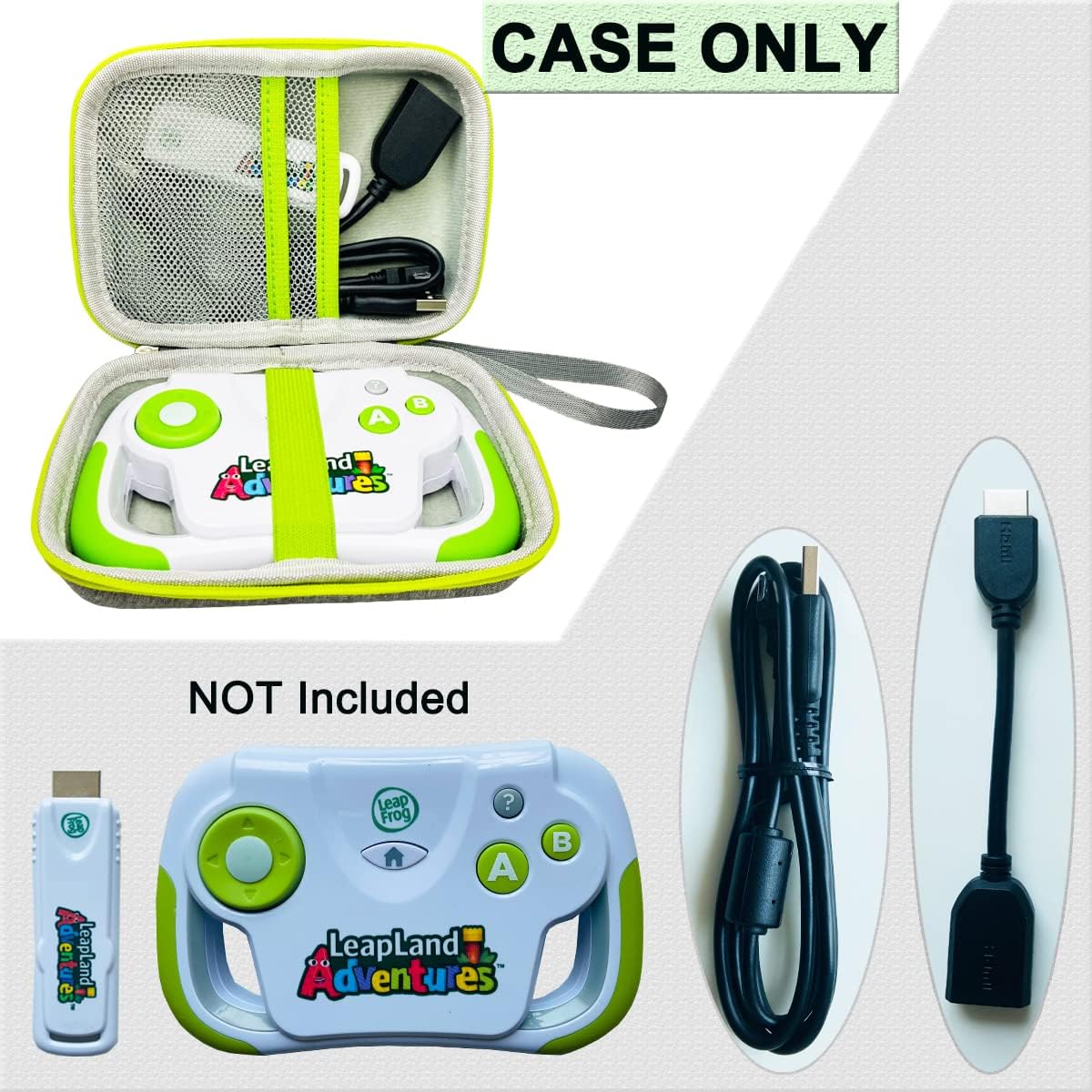 Hard Case for Leapfrog LeapLand Adventures Learning Video Game, Protective Carry Storage Holder for LeapLand Video Game HDMI Game Stick USB Power Cable Accessories (Case Only)