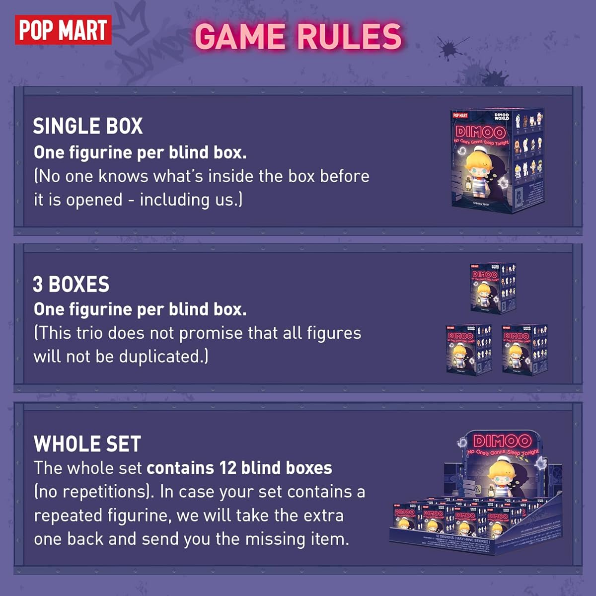 POP MART DIMOO No One's Gonna Sleep Tonight Blind Box Figure Random Design Toy Modern Home Decor Collectible Toy Set for Desk Accessories 1 Piece