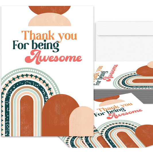 25 Employee Appreciation Cards with Envelopes - Rainbow Design - Thank You Staff (25 Cards)
