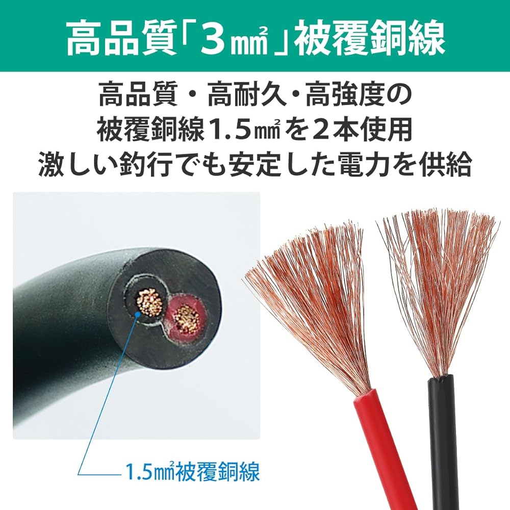 HEMAJUN X Power Pro BM270 Electric Reel Cord 2 Cores 2.7m For BM Specification Battery Electric Reel Cable Power Compatible with Daiwa Electric Reel HJ-XPPB-270 BM Specification Compatible Models: Seaborg, Leo Blitz, Tanacon 150-1000 sizes *SB800 (J/MJ/M
