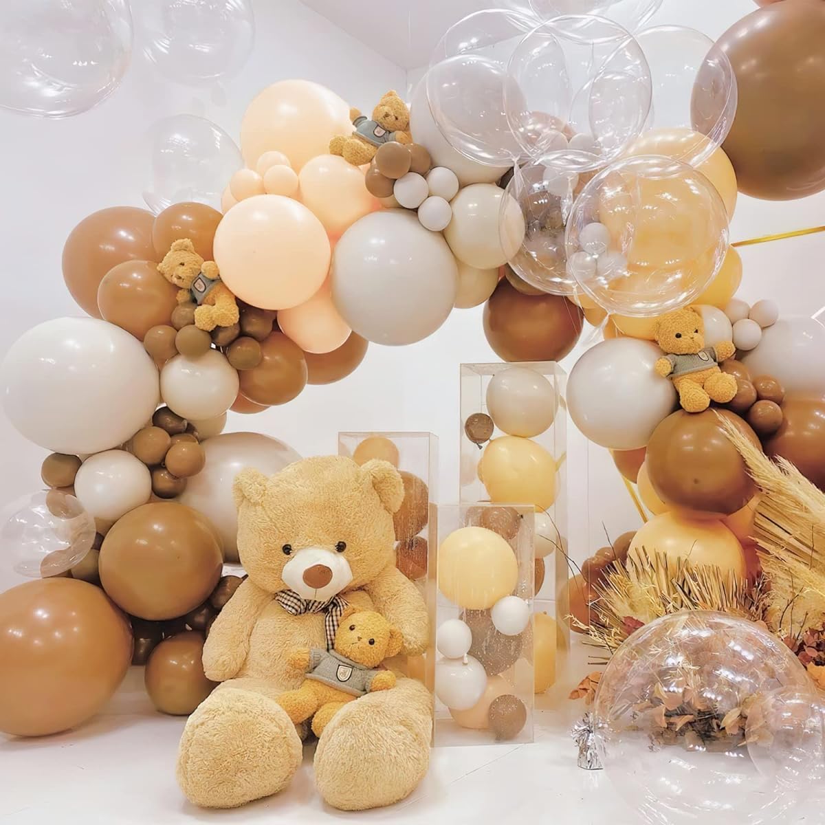 PartyWoo 140pcs Brown Balloon Garland Kit,Brown Balloon Pack,Nude Balloons,Sand White Balloons,Peach Balloons for Birthday Decorations,Baby Shower Decorations,Wedding Decorations