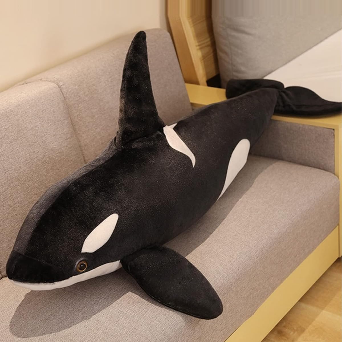stuffed animal, large cushion, animal stuffed animal, killer whale, hug pillow, extra large, fluffy, Valentine's Day, gift for kids, girlfriend, birthday present, black, celebration, animal, sleeping pillow, hug pillow, stuffed animal, adult, cool, 130cm