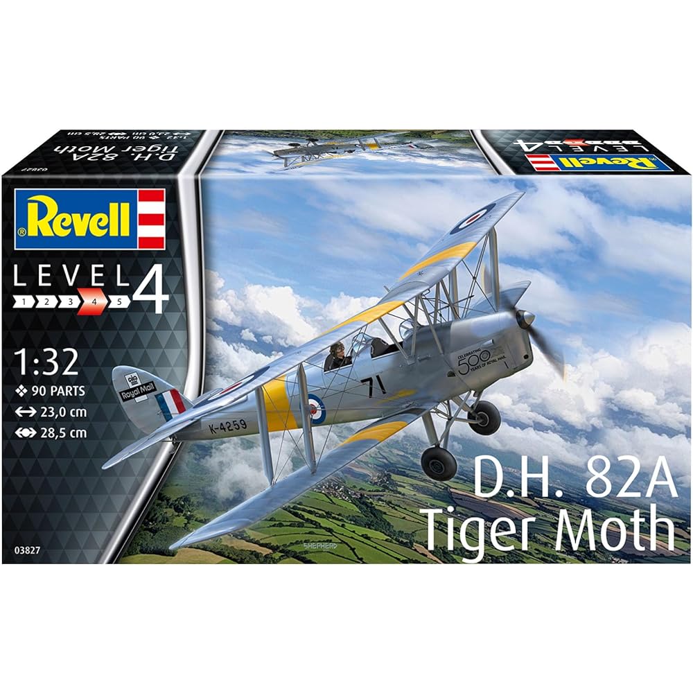 German Level 1/32 Royal Air Force D.H. 82A Tiger Moth Plastic Model 03827 Molding Color