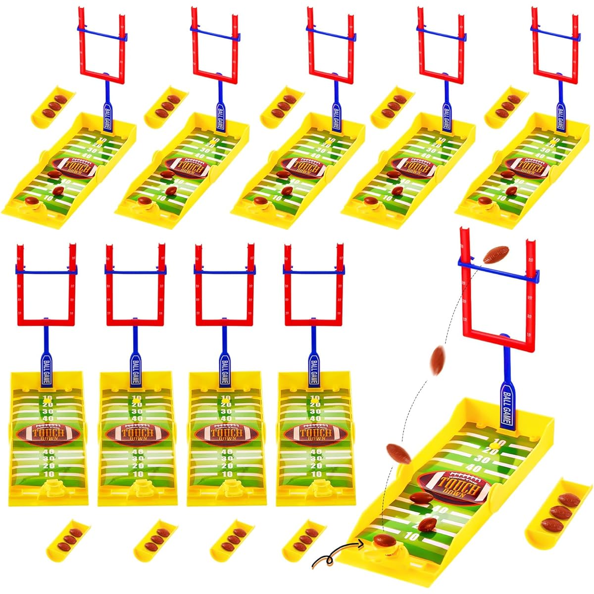 Halloscume 10 Sets Mini Football Game Desktop Football Game Field Goal Football Table Game Foam Football Goal Post Base Football Catapult Finger Board Game Sports Party Office Gift