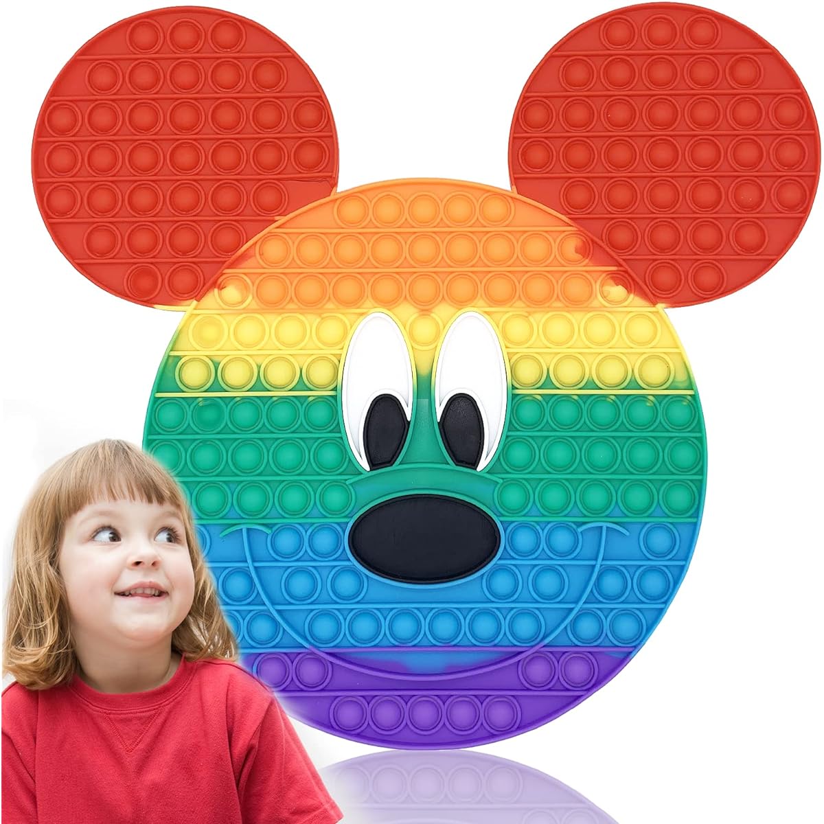 QETRABONE 30 Jumbo Pop Push Toy Giant Sensory Bubble Stress Toy (Cartoon Mouse)