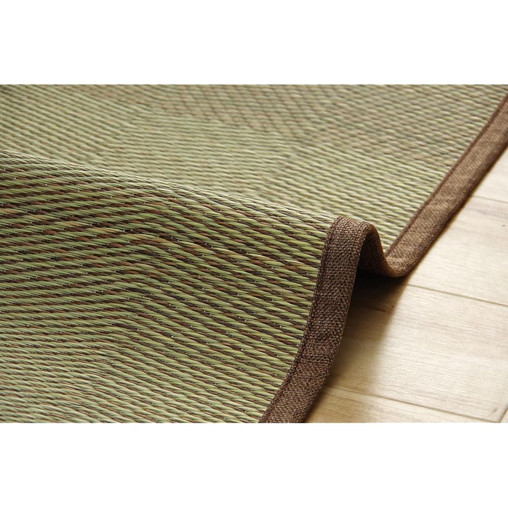 Ikehiko Corporation Igusa Rug Carpet Rene Brown Approximately 255 x 340cm 6 tatami mats between apartment complexes Flower Mat Plaid Pattern Natural Simple Japanese Room Overlay Cover #4350056