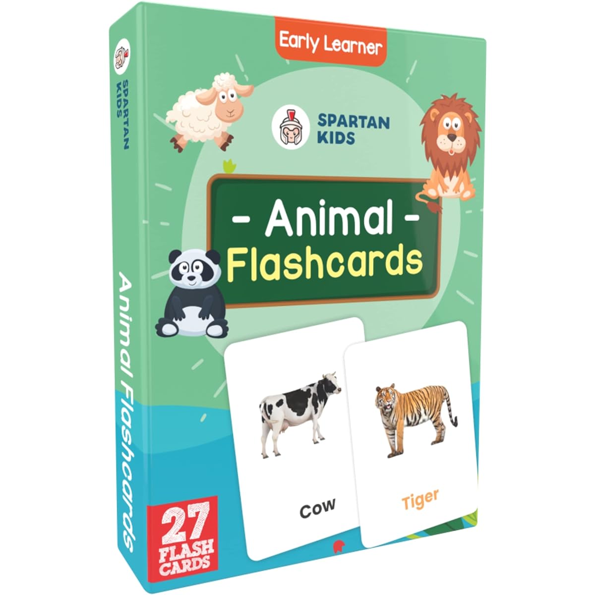 SPARTAN KIDS Animal Flash Cards for Kids Early Learning Flash Cards 27 Cards for Kids Small Multicolor
