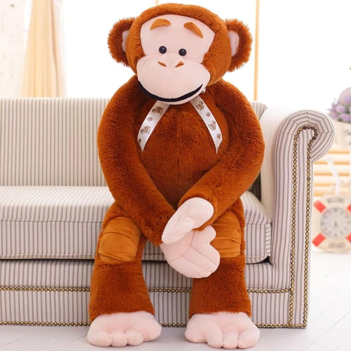 Monkey Plush Toy, Monkey Body Pillow, Monkey, Animal, Brown, Large Monkey Hug Pillow, Plush Toy, Nap Pillow, Hug Pillow, Marshmallow, Christmas, Birthday, Valentine's Day, Cute, Gift, Graduation Gift, Room Decoration, Celebration Day, Gift, 115cm, Adult