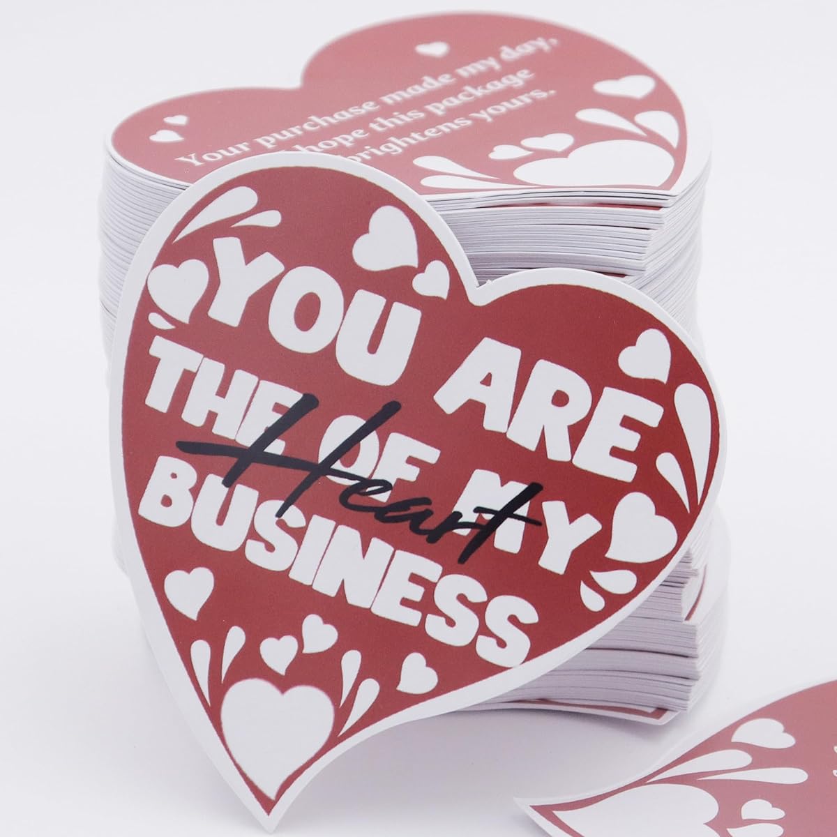 Bemoor 200 Pieces Heart Shape Thank You Card Package Inserts for Small Business Owner Store Online Retailer
