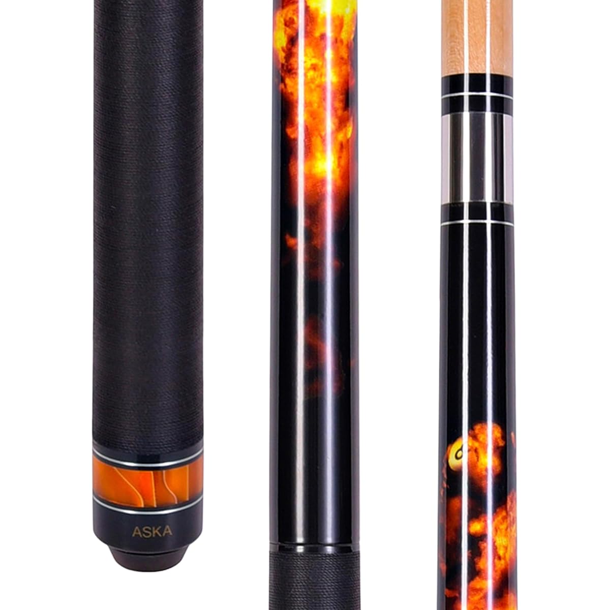 ASKA Jump Break Cue Stick JBC Fireball 3-piece construction Jump/Break Cue Tip 13mm Hard Rock Canadian Maple