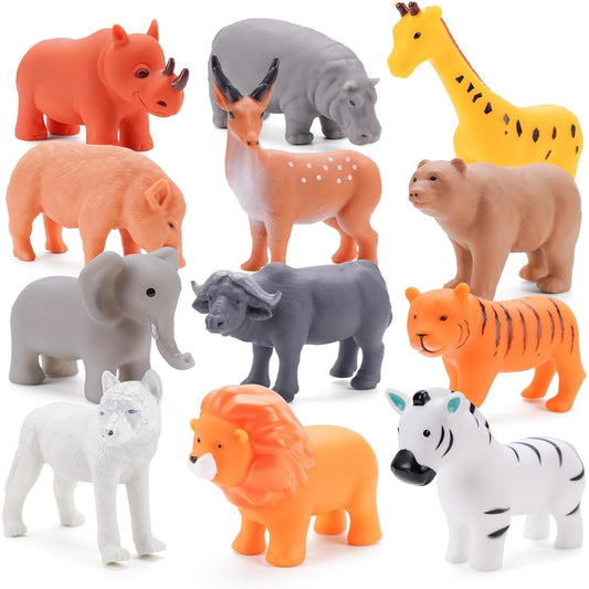 12pcs No Holes Bath Baby Toys Wild Animals Water Play for Toddlers 1-3 No Holds Bathtub Pool Toys for Kids 2-4 Years Old Boys Girls Newborn Bath Toys Gifts for 1-2 Year Olds