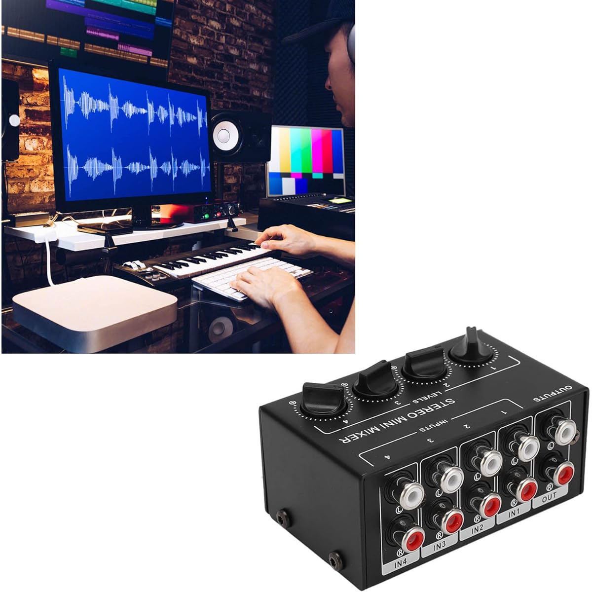 Stereo Line Mixer Audio Mixer Portable Passive for Mixing