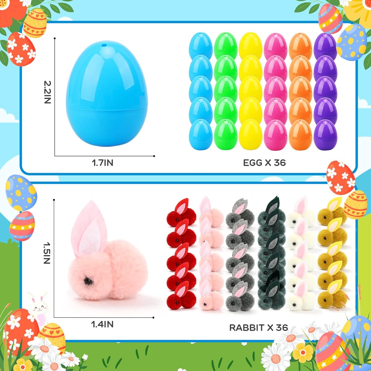 TOY Life Easter Egg Fillers with Easter Bunny 36pcs