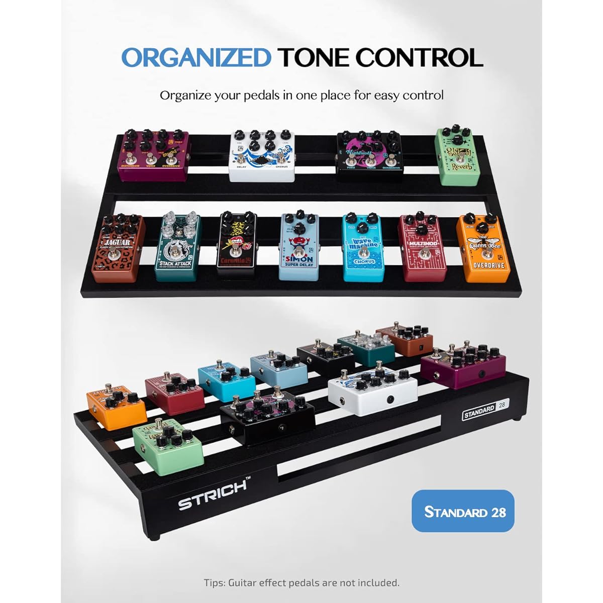 STRICH Guitar Pedal Board Aluminum Alloy 1.47KG Lightweight Pedal Board 72 x 35CM Extra Large Effector Board with Carry Bag STANDARD 28 (Angle)