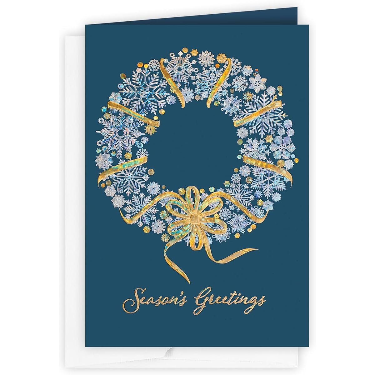 The Gallery Collection - (25) Business Christmas Cards with Foil (Multi-Flake Wreath)