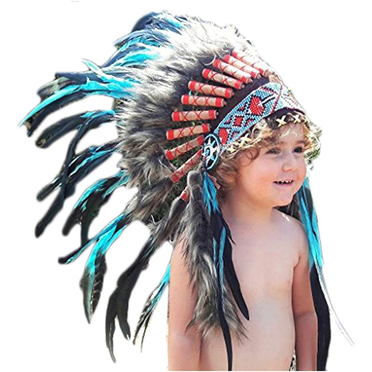 N12- to 2-5 Years Kid/Child's: Turquoise Headdress 20,5 inches. – 52cm