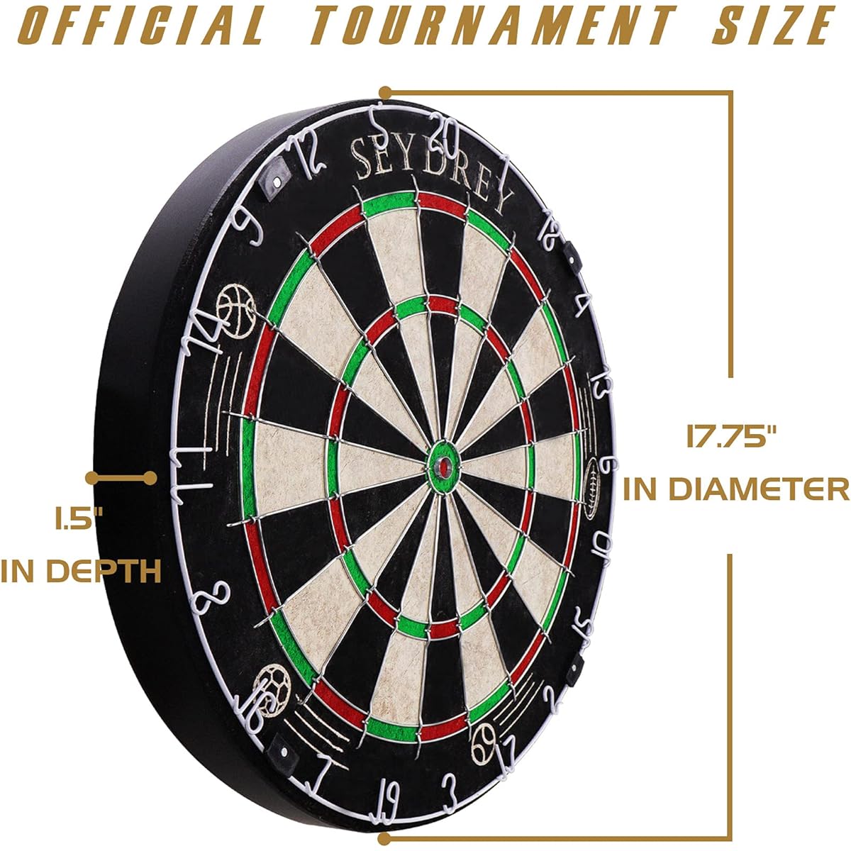 Dartboard Set Staple Free Bullseye Bristle Tournament Dartboard + 6 Steel Tip Darts + Dart Accessories (Classic)