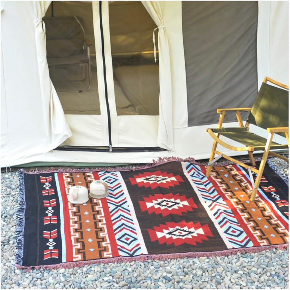 Peel Forest El Paso Blanket Multi Cover Mexican Rug Native Pattern Ortega Pattern Camping Rug Saddle Blanket Car Sleeping Mat Outdoor Van Life 130X160cm...