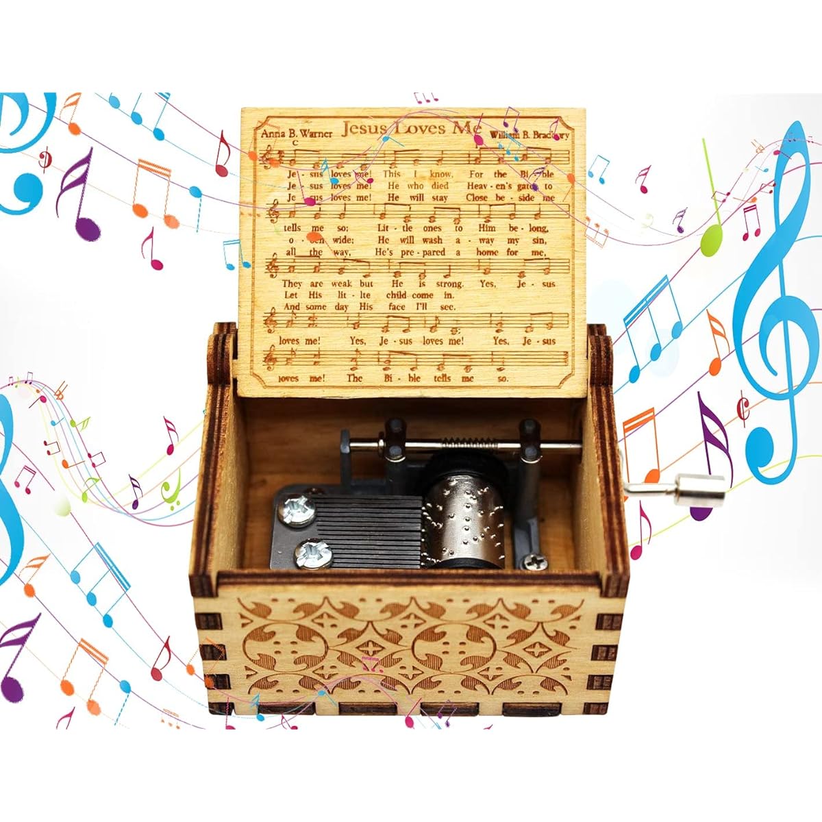 Honluntech Wooden Music Box Jesus Love Me Music Box Christian Holiday Christmas Thanksgiving Birthday Music Box B02