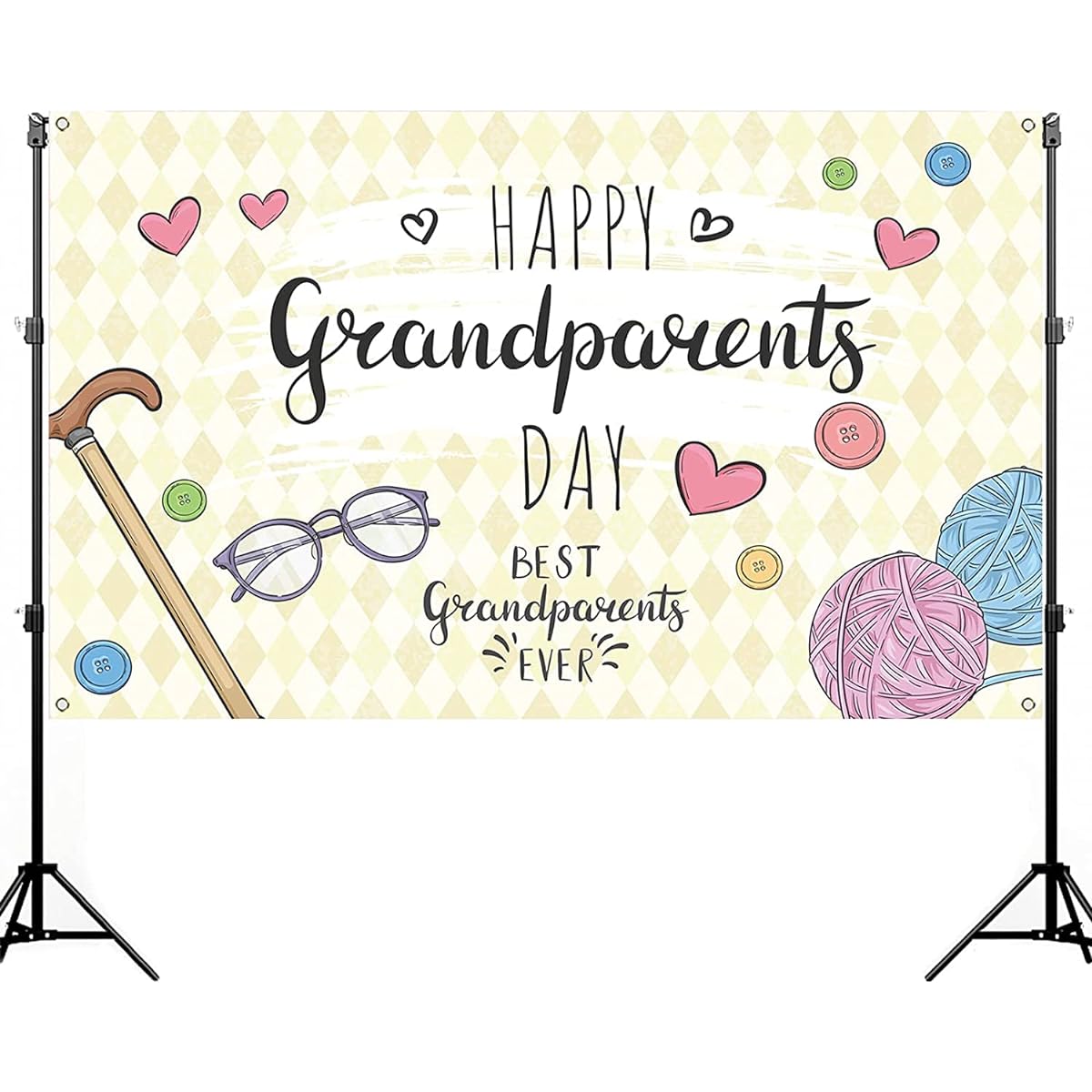 Nepnuser Happy Grandparents Day Photo Booth Backdrop for School Events Retirement Love Grandparents Party Decorations Grandpa Grandma Holiday Photo Wall Decor (7x5ft)