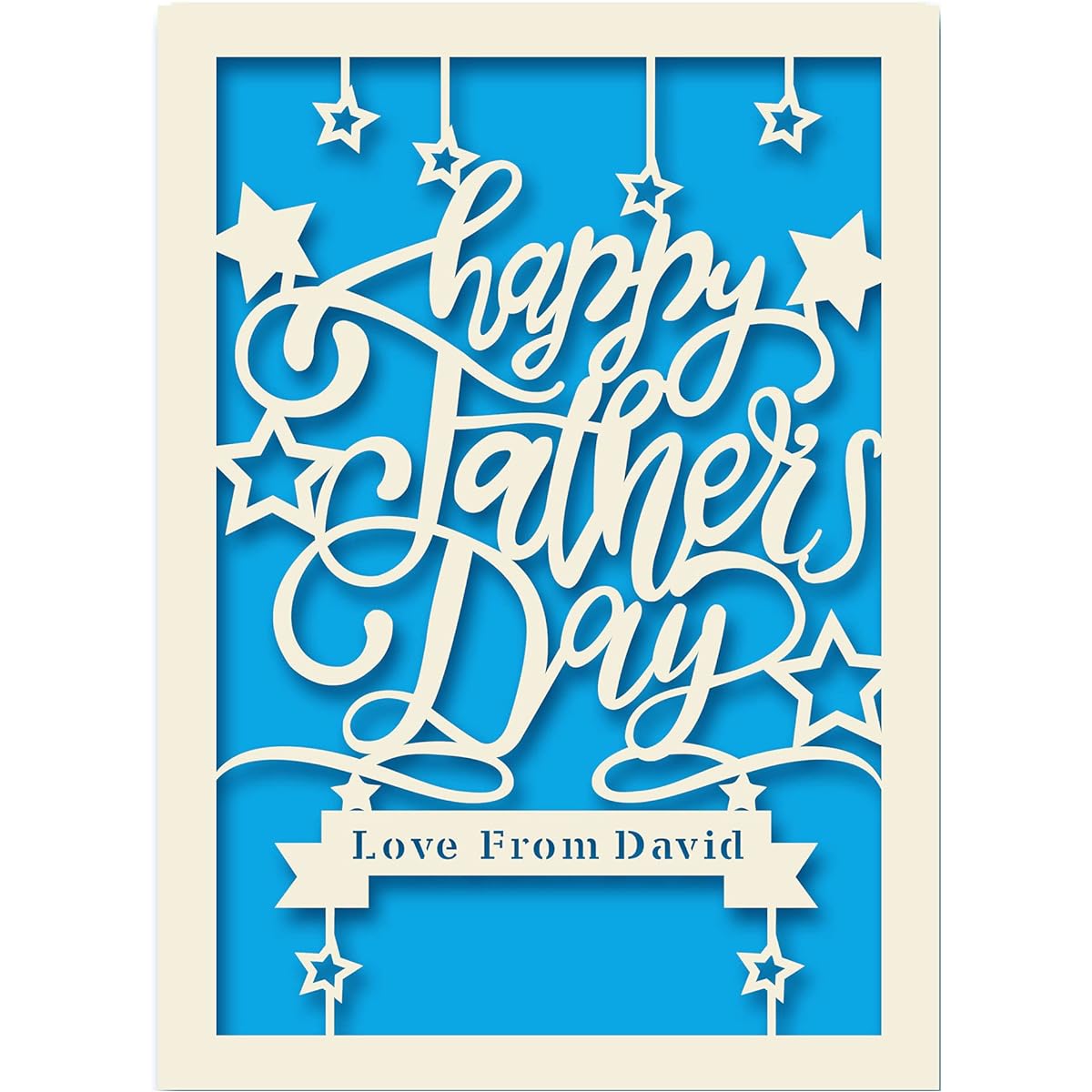 EDSG Personalized Father's Day Cards with Custom Laser Paper for Him, Uncle, Step Father, Husband, Grandfather, Grandpa, Dad with Envelope (Blue)