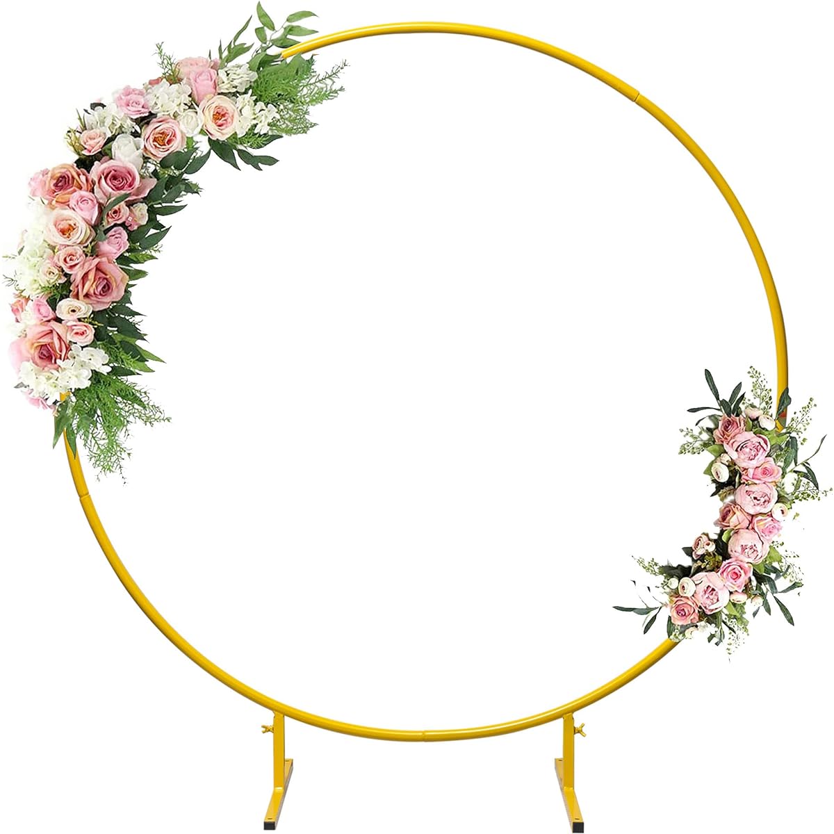 PexFix Round Backdrop Stand Metal Circle Wedding Balloon Arch, 4ft Circle Balloon Arch Decorative Frame for Wedding Birthday Party Baby Shower Bridal Balloon Arch Stand (Gold)