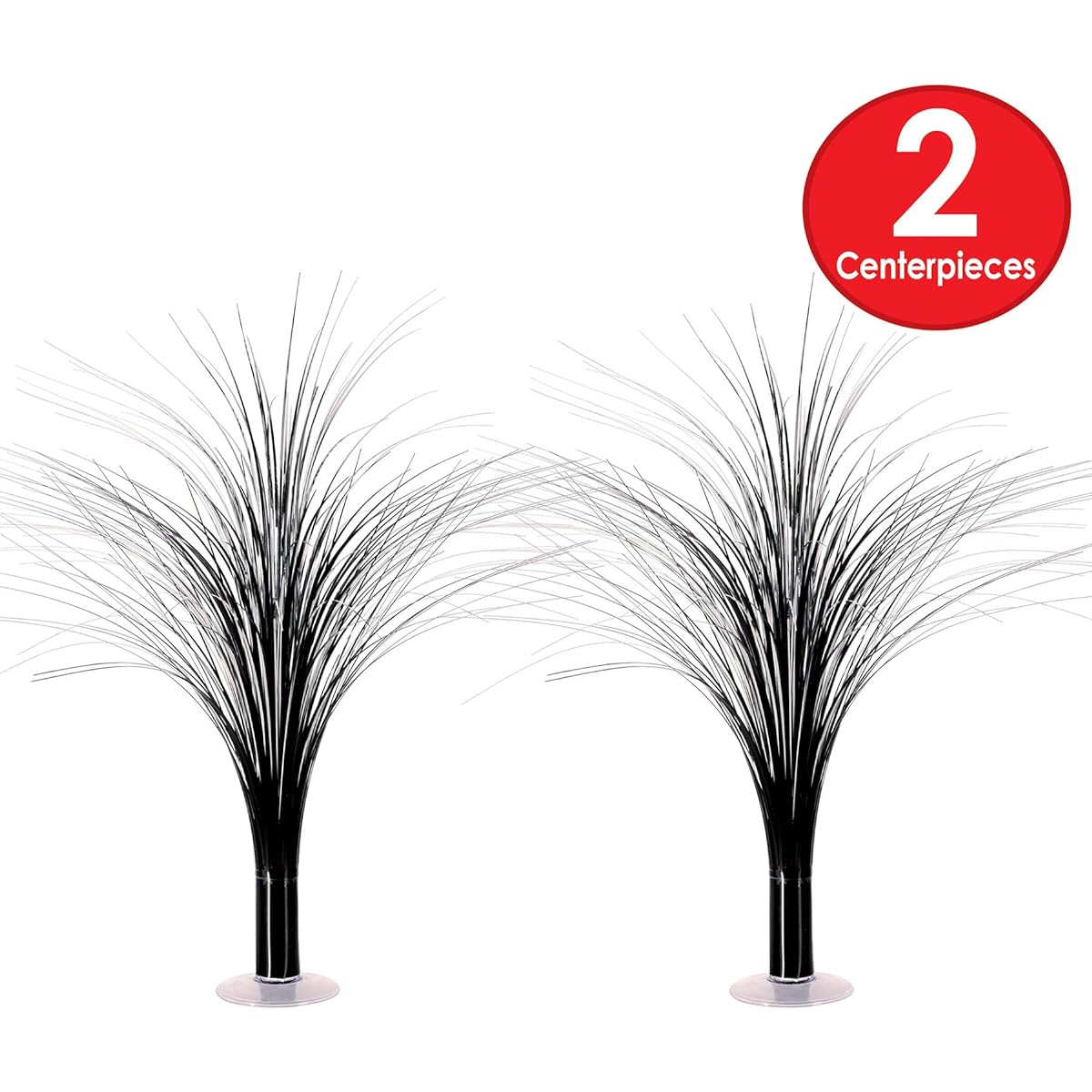 Beistle 2 Pieces Plastic Metallic Black and Silver Spray Centerpiece Happy New Year Decor Award Night Tableware Birthday Party Supplies 19 Inch