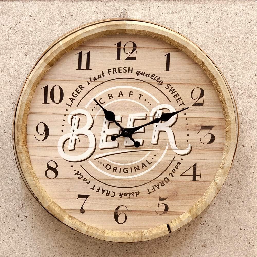 American Barrel Top φ40cm Clock Beer Barrel Wall Clock Clock Goods American Miscellaneous Retro Antique Vintage Style Wall Clock American Miscellaneous Goods (Beer)