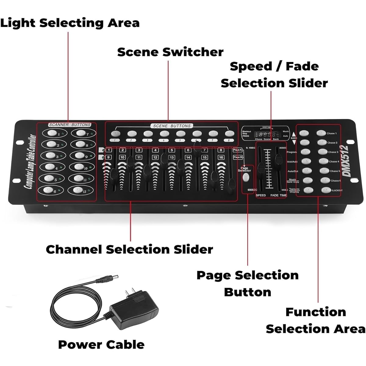 FODEXAZY DMX Controller 192 Channel DMX 512 Light Controller DMX Console Stage Light Controller Panel for DJ/Show/Party/Bar/Disco/Club/Live/Stage Lighting/Running/Program Editing