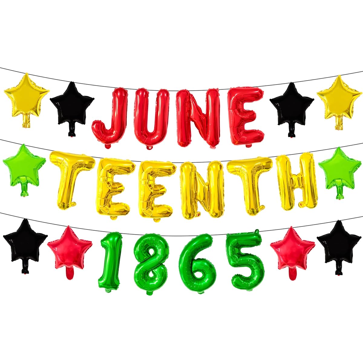 Happy Juneteenth Day Party Supplies 24pcs | Happy Juneteenth Day Foil Balloons | Black Freedom Day Foil Balloons | African Afro American Festival | Black American Independence Day June 19, 1865 16" 10" Pan African Colors