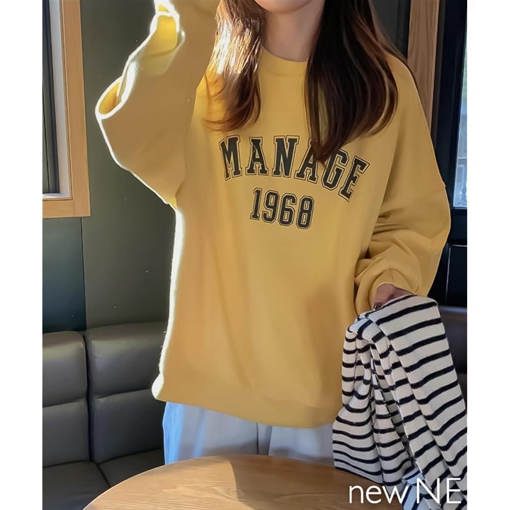 [newNE] English Logo Oversized Sweatshirt, Women's, Long Sleeve, Sweatshirt, Casual, Body Covering, Spring, Autumn