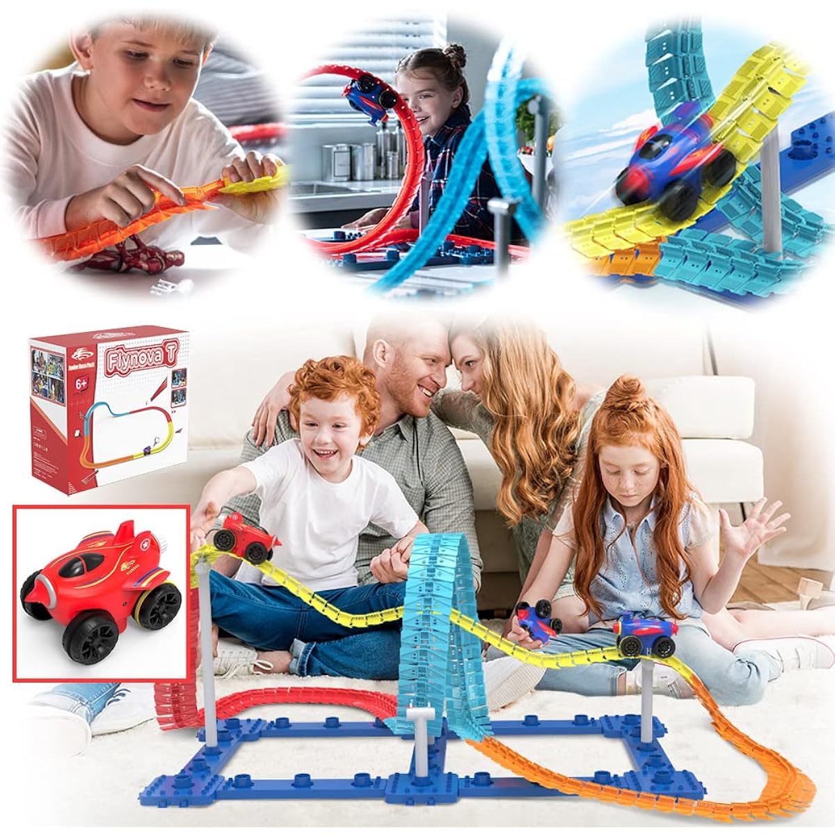 (Aset) Car Color [Red] Trailblazer Trailblazer Toy Car Rail Rail Set Track Play Build your own course and create a car full of speed (A set-2)