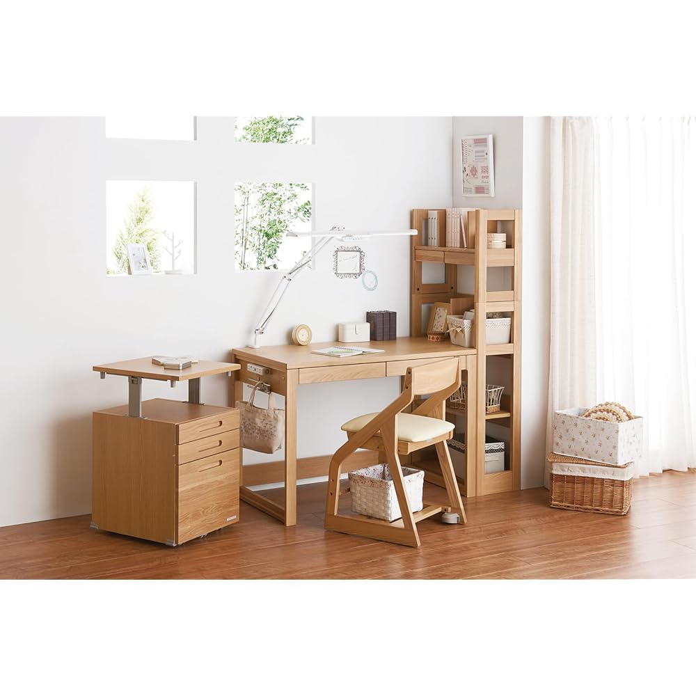 KOIZUMI Coordinating Chair BDC-37NSIV PVC Leather Wooden Chair Leather-like Natural Ivory Brown White Study Size: W434 x D495~576 x H765mm BDC37 NSIV