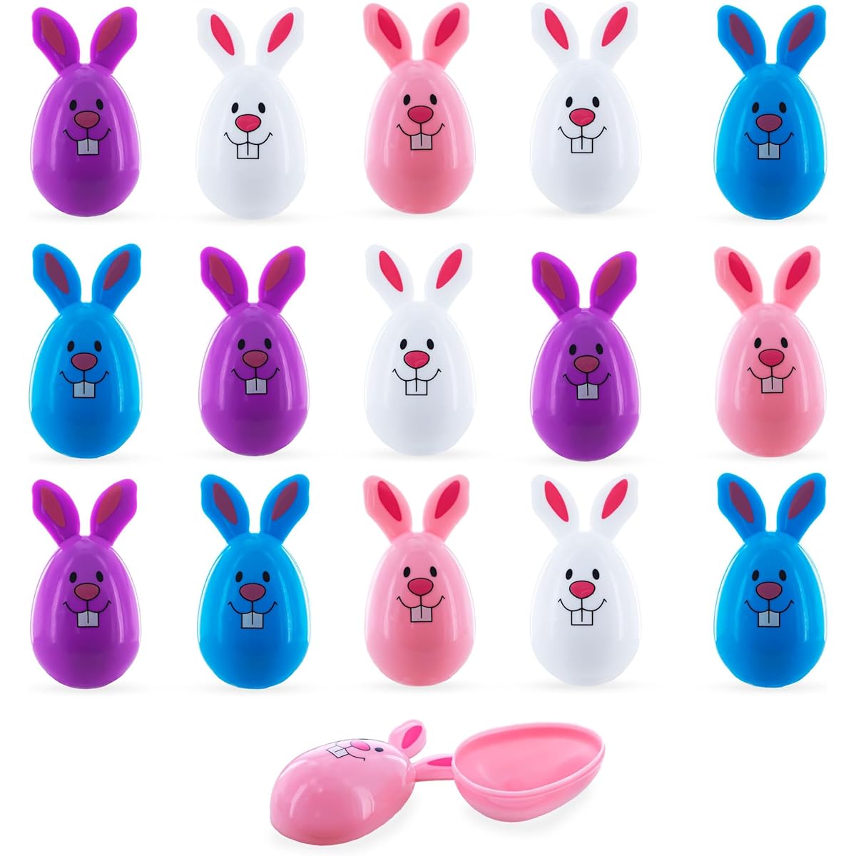 Rabbit Fillable Plastic Easter Eggs Set of 16 3.25"