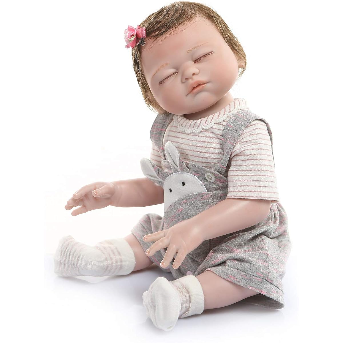 iCradle 20" 100% Handcrafted Lifelike Reborn Baby Soft Silicone Vinyl Doll Full Body Newborn Anatomically Correct Sleeping Girl Christmas Gift