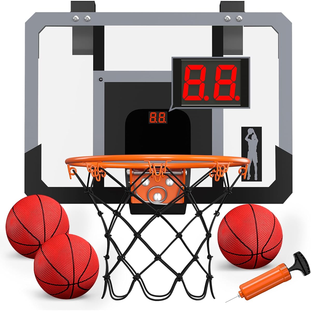 HYES Mini Basketball Hoop with Scoreboard, Black